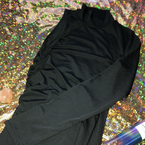 Nwot Midnight Black In & Out Sexy Mock Neck Dress - Picture 6 of 15